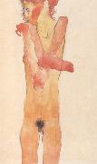 Egon Schiele Nude Girl with Folded Arms (mk12) oil on canvas